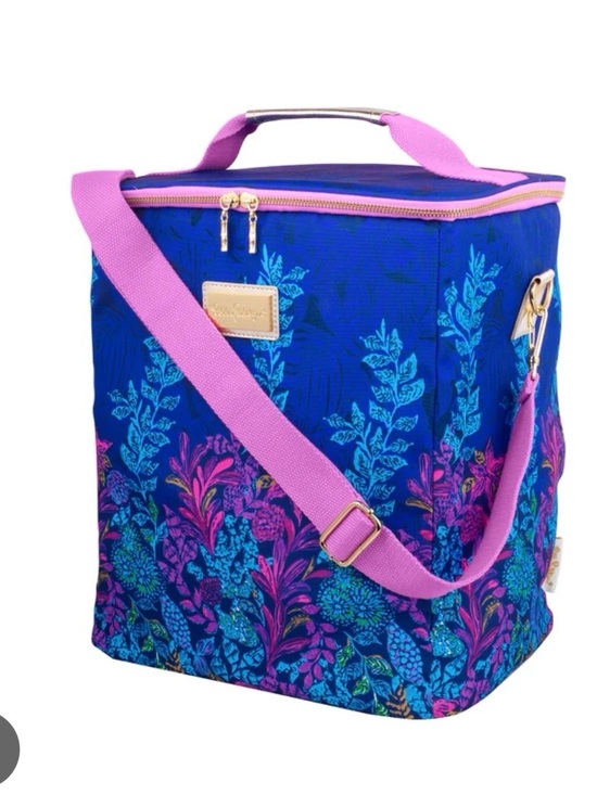 Lilly Pulitzer Other - Lilly Pulitzer Blue Floral Cooler Bag/Wine coolerwith Pink Strap